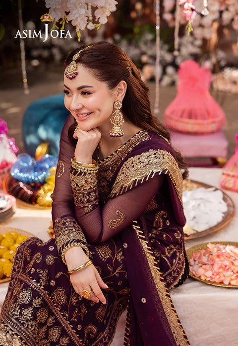 Asim jofa - 3PC CHIFFON EMBROIDERED WITH EMBROIDERED DUPATTA - AJMJ-02