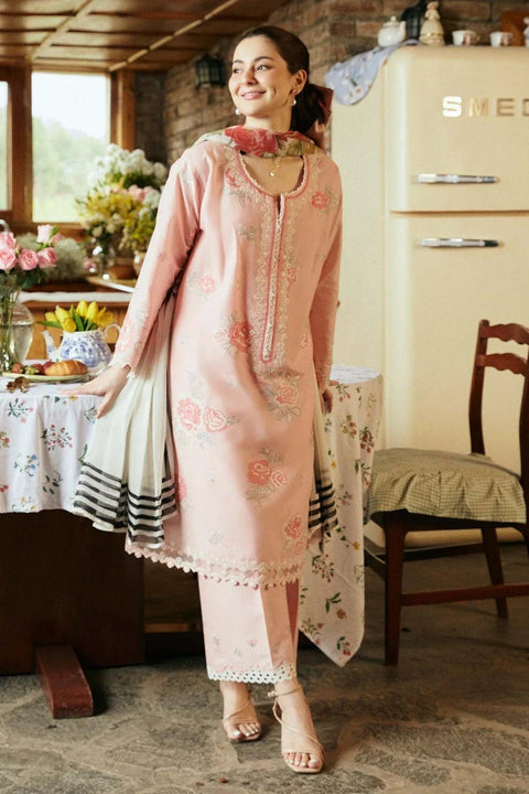 ZARA SHAH JAHAN - 3PC LAWN EMBROIDERED SHIRT WITH DIAMOND PRINTED DUPATTA AND TROUSER - HZG1675