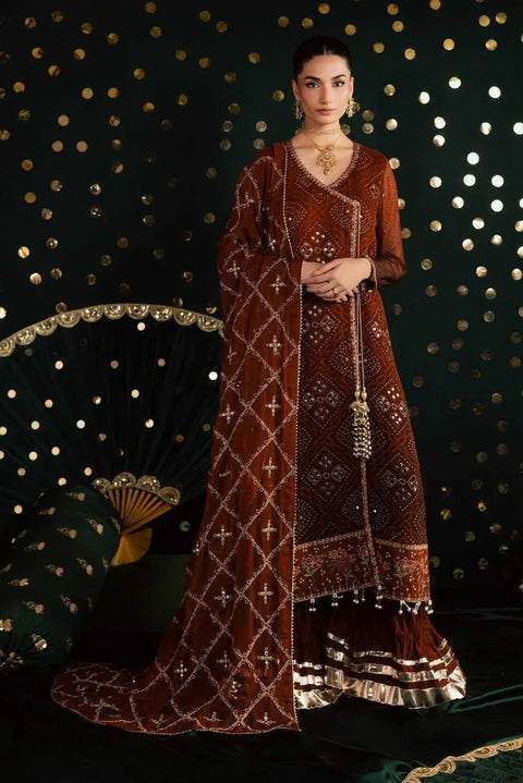 NUREH - 3PC LAWN EMBROIDERED SHIRT WITH MANAAR PRINTED DUPATTA AND TROUSER - MK-19