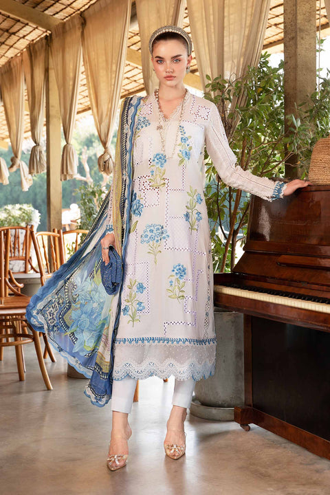MARIA B - 3 Piece Unstitched Chickenkari Embroidered Printed Lawn Suit | MPT-2501-A