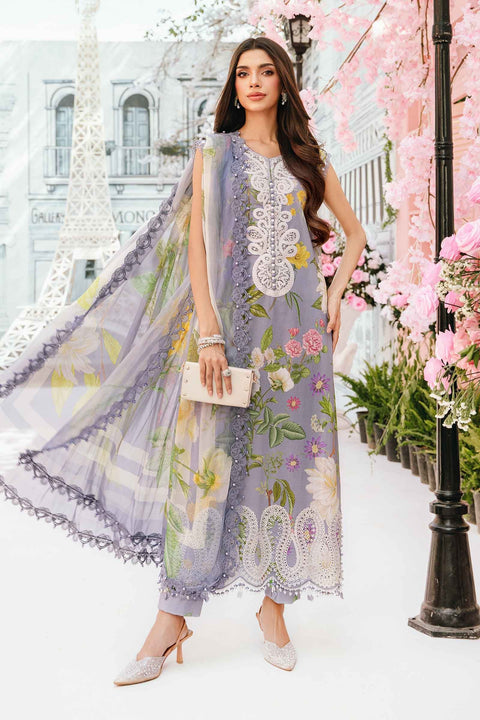MARIA B -3 Piece Unstitched Embroidered Lawn Suit | MPT-2604-A