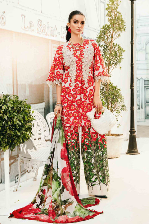MARIA B -3 Piece Unstitched Embroidered Lawn Suit | 2606-B