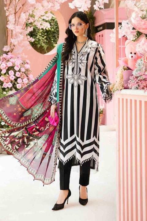 MARIA B - 3 Piece Unstitched Chickenkari Embroidered Printed Lawn Suit | MPT-9B