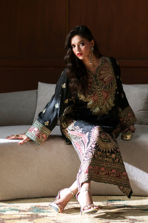 ETHNIC - Luxury Raw Silk Embroidered Unstitched 3PC Suit-Kaftan