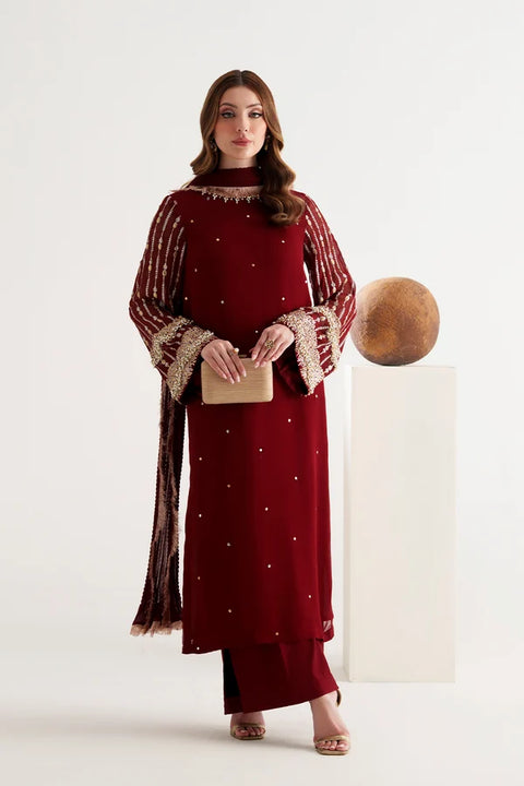 Amave - 3-piece luxury unstiched embroidered dress- Chiffon  (AM-45)