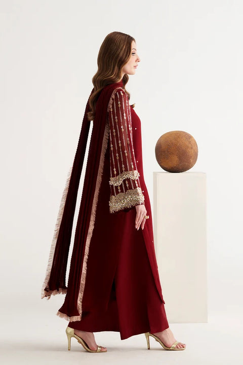 Amave - 3-piece luxury unstiched embroidered dress- Chiffon  (AM-45)