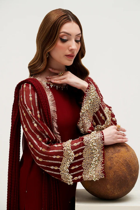 Amave - 3-piece luxury unstiched embroidered dress- Chiffon  (AM-45)