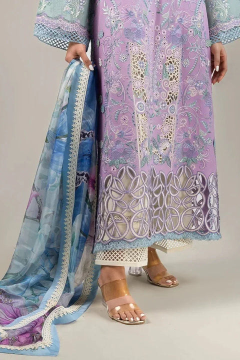 MUSHQ  -3PC DHANAK EMBROIDERED SHIRT WITH PRINTED SHAWL AND TROUSER- KPR-22