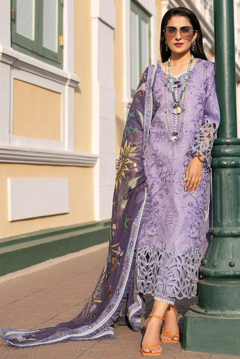 MUSHQ - 3PC DHANAK EMBROIDERED SHIRT WITH TWILL PRINTED SHAWL AND TROUSER - KPR123