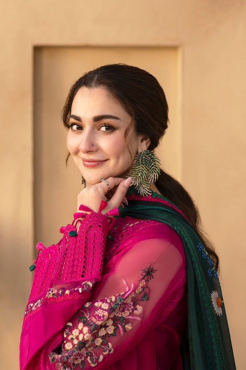 SAIRA RIZWAN - 3PC DHANAK EMBROIDERED SHIRT WITH PRINTED SHAWL AND TROUSER - KPR-SRL25-04