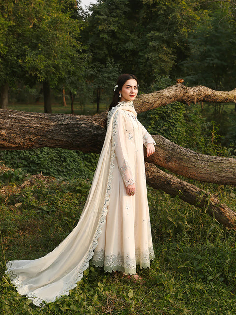 ALLYS - 3 Piece Unstitched Embroidered Luxury Lawn Suit :PEARL