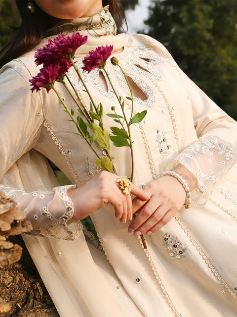 ALLYS - 3 Piece Unstitched Embroidered Luxury Lawn Suit :PEARL