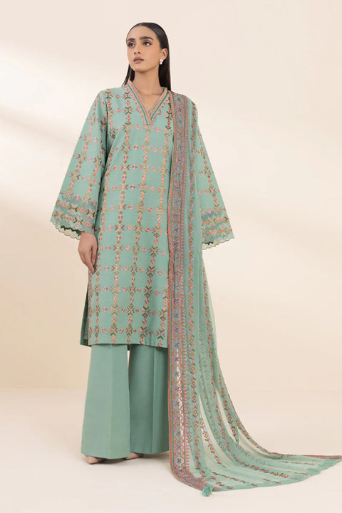 SAPPHIRE - 3PC LAWN EMBROIDERED SHIRT WITH MANAAR PRINTED DUPATTA AND TROUSER - KPR5519