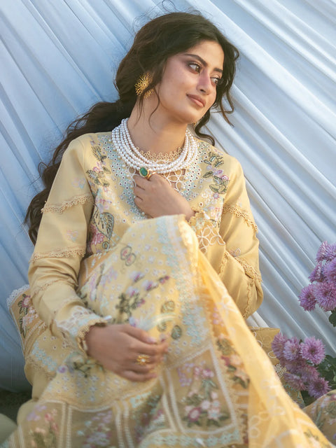 Mahnur - Luxury Lawn Embroidered Unstitched 3 Piece - S-02