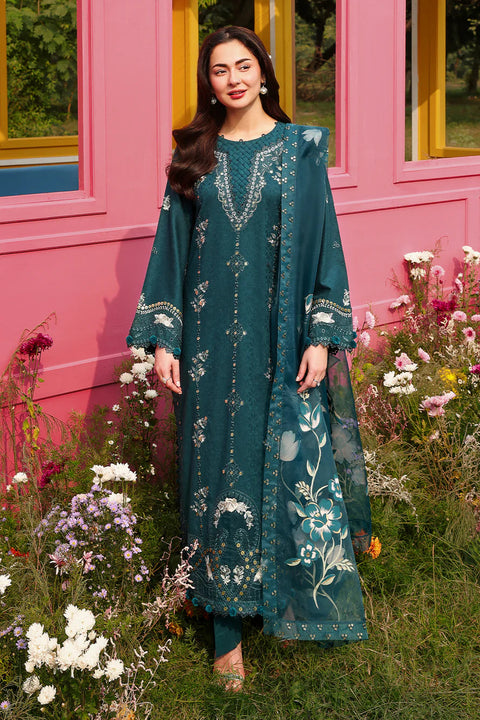 ALLYS - 3 Piece Unstitched Embroidered Luxury Lawn Suit :SAPPHIRE