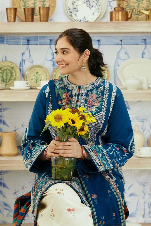 ZARA SHAH JAHAN - 3PC LAWN EMBROIDERED SHIRT WITH DIAMOND PRINTED DUPATTA AND TROUSER - KPR165