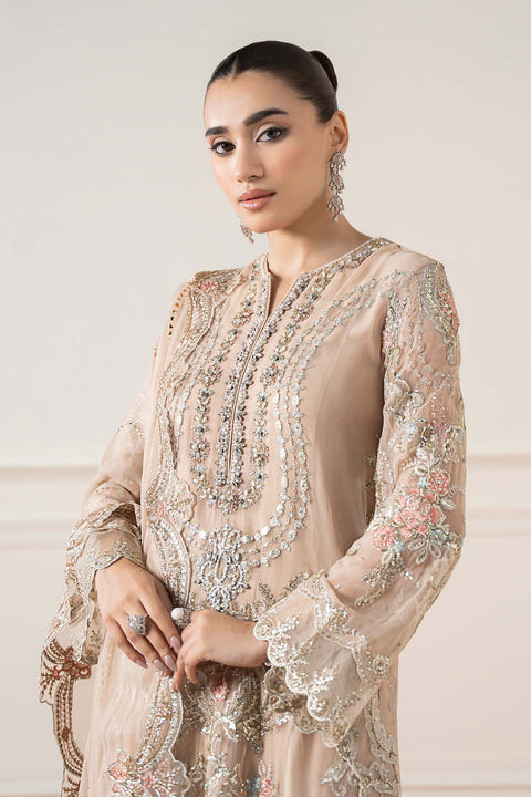 Maria.B Unstitched 3 Piece Embroidered Chiffon Suit SF-EA25-18-Skin