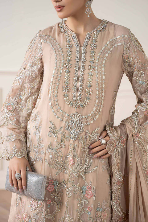 Maria.B Unstitched 3 Piece Embroidered Chiffon Suit SF-EA25-18-Skin