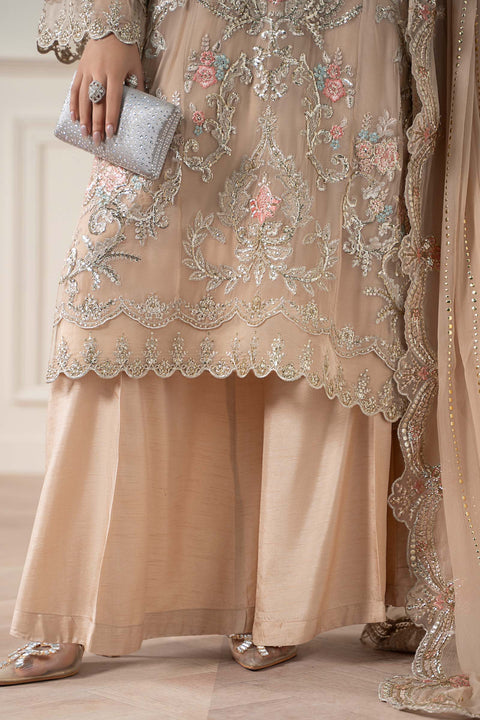 Maria.B Unstitched 3 Piece Embroidered Chiffon Suit SF-EA25-18-Skin