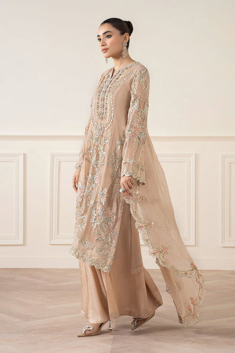 Maria.B Unstitched 3 Piece Embroidered Chiffon Suit SF-EA25-18-Skin