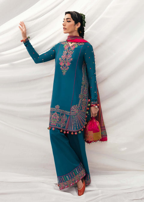 Hussain Rehar Winter - Dhanak Unstitched Embroidered 3Pc Suit - SHAB