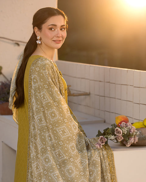 QALAMKAR - 3PC LAWN EMBROIDERED SHIRT WITH EMBROIDERED DUPATTA AND LAWN TROUSER - AL-Y998