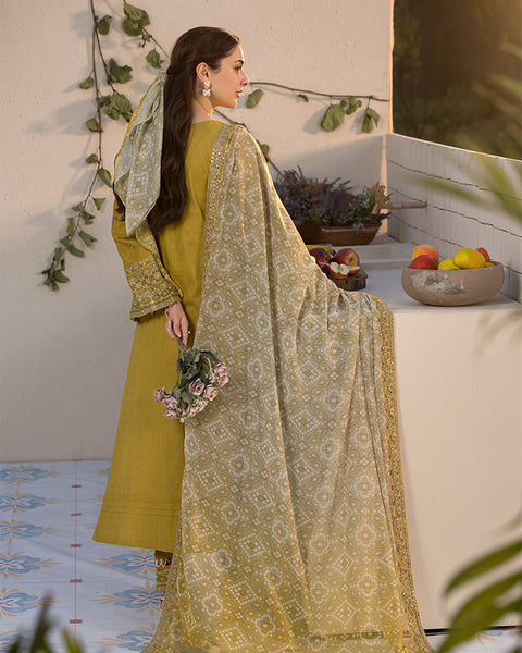 QALAMKAR - 3PC LAWN EMBROIDERED SHIRT WITH EMBROIDERED DUPATTA AND LAWN TROUSER - AL-Y998