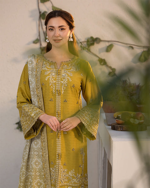 QALAMKAR - 3PC LAWN EMBROIDERED SHIRT WITH EMBROIDERED DUPATTA AND LAWN TROUSER - AL-Y998