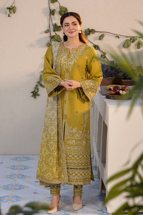 QALAMKAR - 3PC LAWN EMBROIDERED SHIRT WITH EMBROIDERED DUPATTA AND LAWN TROUSER - AL-Y998