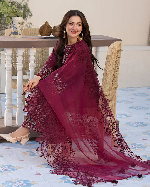 ZARA SHAHJAHAN- 3PC LAWN EMBROIDERED SHIRT WITH CHIFFON EMBROIDERED DUPATTA AND COTTON TROUSER - AL-997