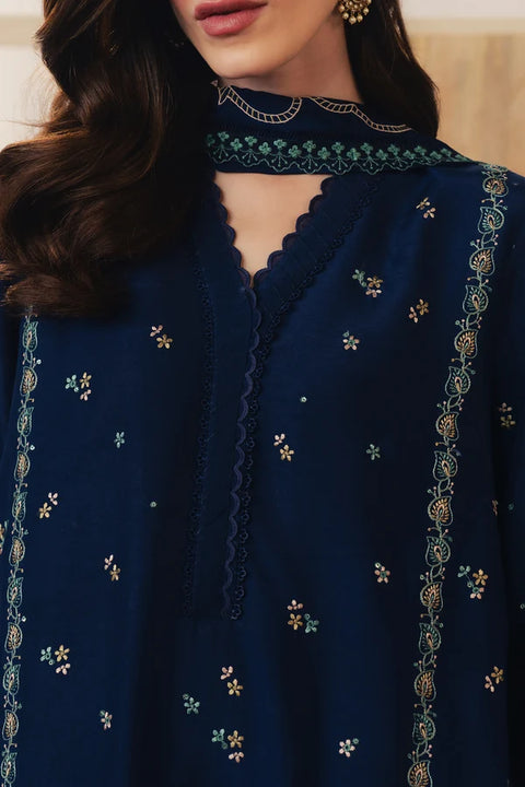 Ziva - 3-piece luxury unstiched embroidered dress- dhannk dress with Pashimna Shawl
