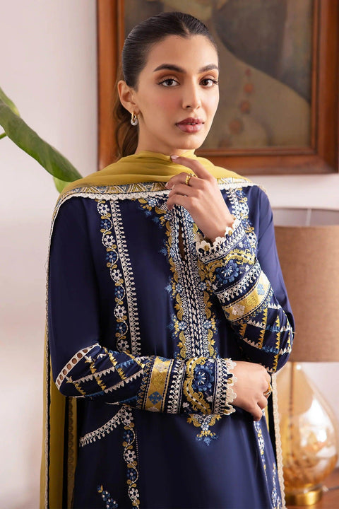 ZAHA - 3PC LAWN EMBROIDERED SHIRT WITH ORGANZA EMBROIDERED DUPATTA AND TROUSER - HZG1604 - Kaprang