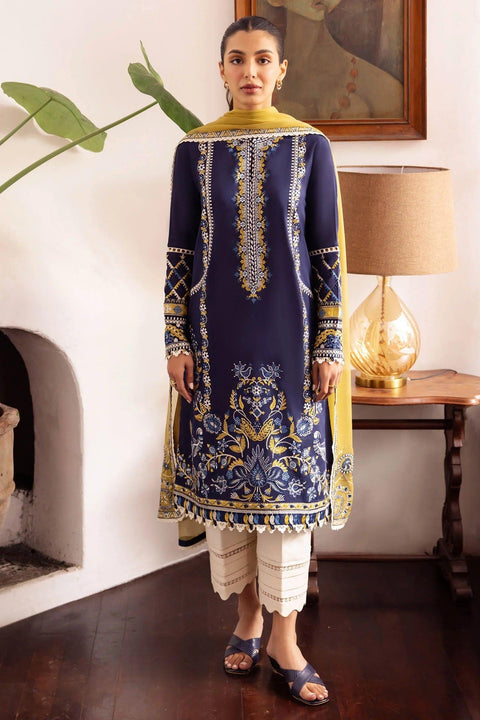 ZAHA - 3PC LAWN EMBROIDERED SHIRT WITH ORGANZA EMBROIDERED DUPATTA AND TROUSER - HZG1604 - Kaprang