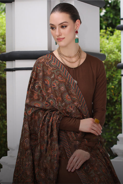 BAREEZE - 3PC DHANAK EMBROIDERED SHIRT DHANAK HEAVY EMBROIDERED SHAWL DUPATTA AND TROUSER - KPR 06