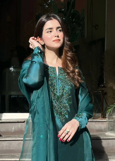 MAHUD ASAD Luxury Silk Embroidered 3Pc Unstitched Suit  Virah