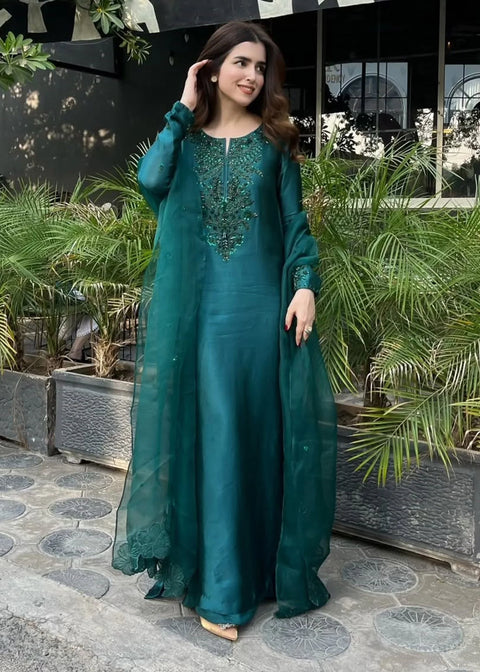 MAHUD ASAD Luxury Silk Embroidered 3Pc Unstitched Suit  Virah