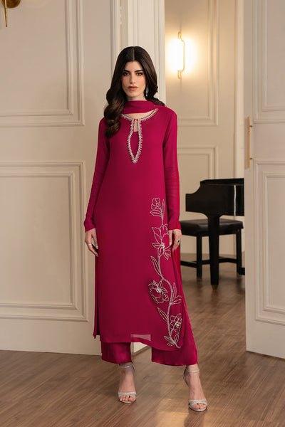 Lulusar Shocking Pink Raw Silk Formal Collection – Elegant Luxury Wea