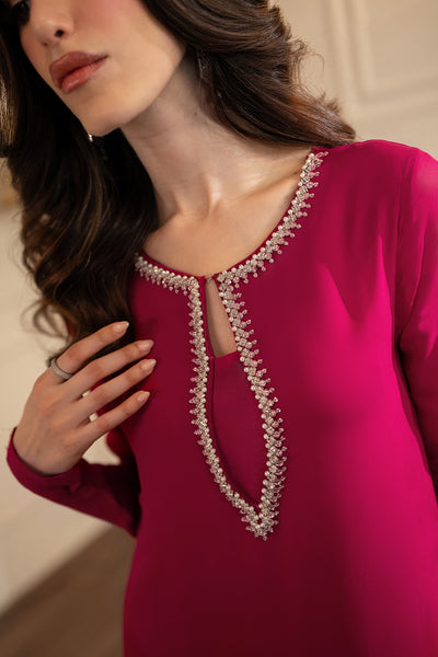 Lulusar Shocking Pink Raw Silk Formal Collection – Elegant Luxury Wea