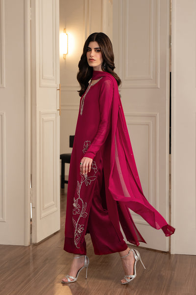 Lulusar Shocking Pink Raw Silk Formal Collection – Elegant Luxury Wea