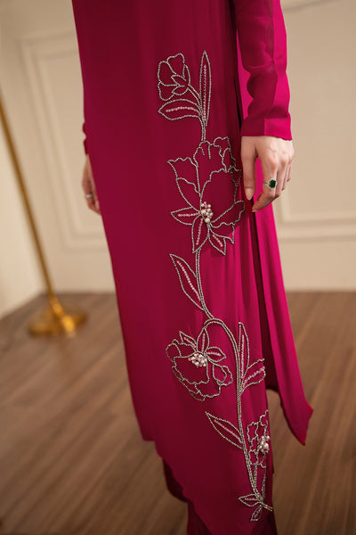 Lulusar Shocking Pink Raw Silk Formal Collection – Elegant Luxury Wea