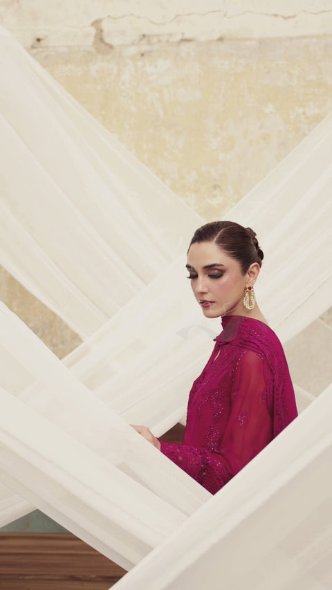 Qalamkar Embroidered Luxury Chiffon Unstitched 3Pc Suit WC-02 SIOFE