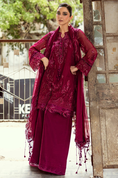 Qalamkar Embroidered Luxury Chiffon Unstitched 3Pc Suit WC-02 SIOFE