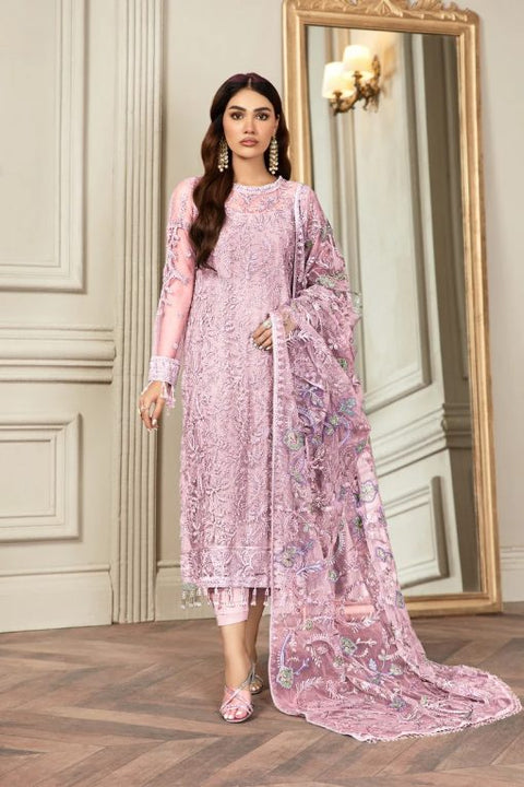 Zarif Silver Formal Net Collection - PINK
