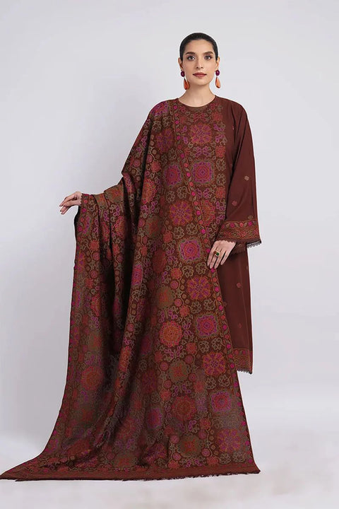 BAREEZE - 3PC DHANAK EMBROIDERED SHIRT DHANAK HEAVY EMBROIDERED SHAWL DUPATTA AND TROUSER -  SF-4288