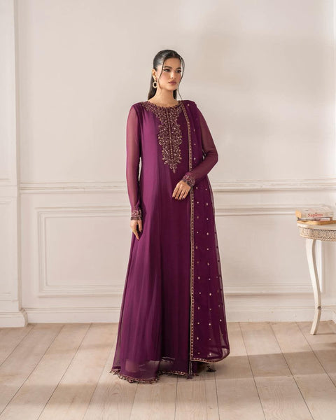 IZNIK 3pc Unstitched EMBROIDERED CHIFFONUE-480