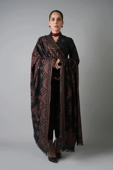 Bareeze  - 3-piece luxury unstiched embroidered dress- dhannk dress with Pashimna Shawl