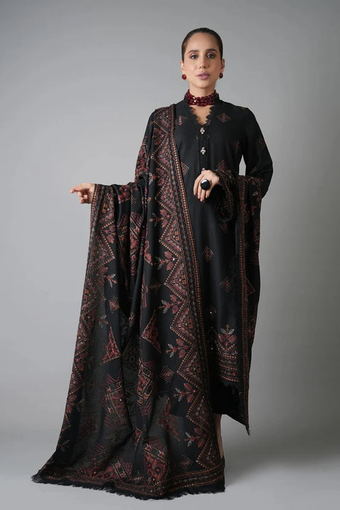 Bareeze  - 3-piece luxury unstiched embroidered dress- dhannk dress with Pashimna Shawl