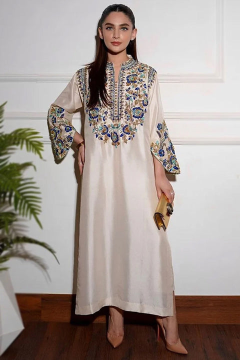 Alizay Saad - 3-piece luxury unstiched embroidered dress- Raw silk  (J0079)