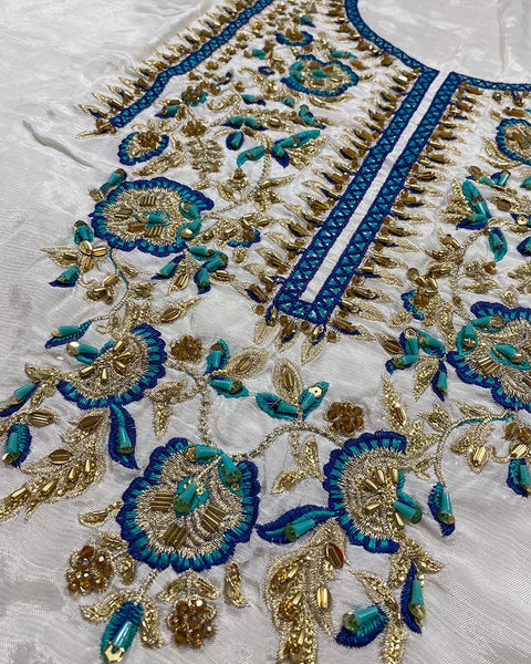 Alizay Saad - 3-piece luxury unstiched embroidered dress- Raw silk  (J0079)