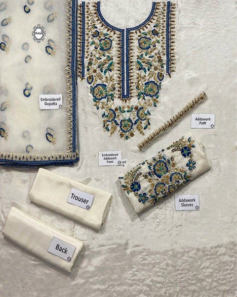 Alizay Saad - 3-piece luxury unstiched embroidered dress- Raw silk  (J0079)